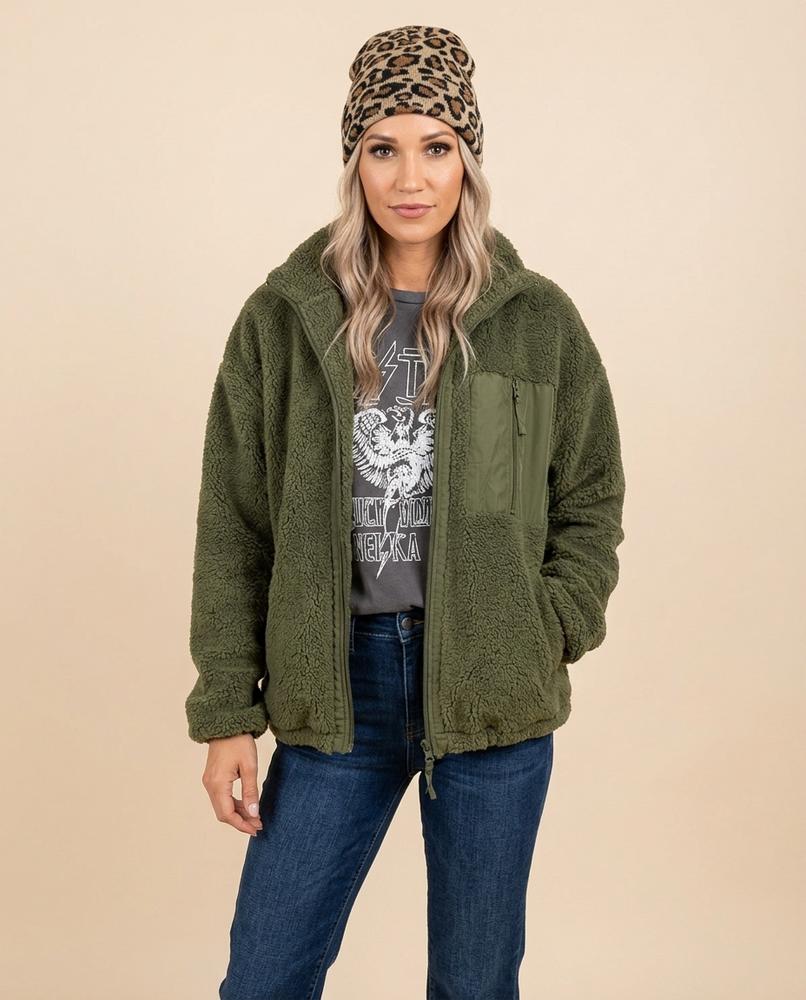 Madline24 - Calor | Plüschig Langärmlig Jacke Damen