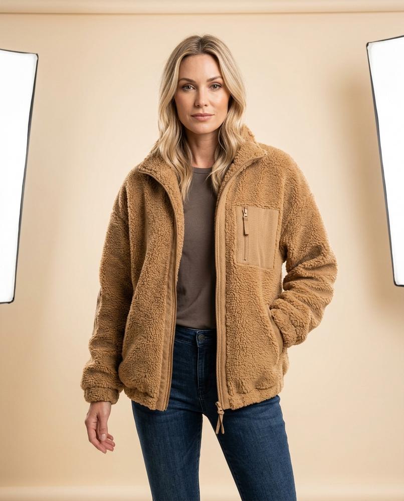 Madline24 - Calor | Plüschig Langärmlig Jacke Damen