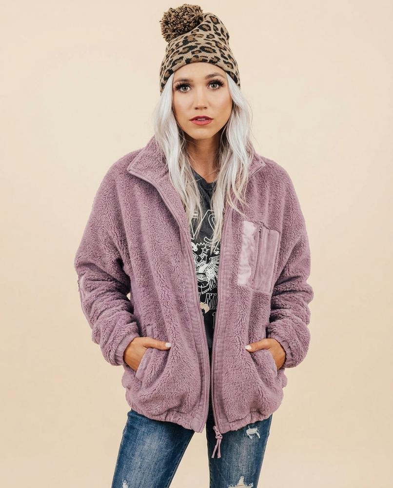 Madline24 - Calor | Plüschig Langärmlig Jacke Damen