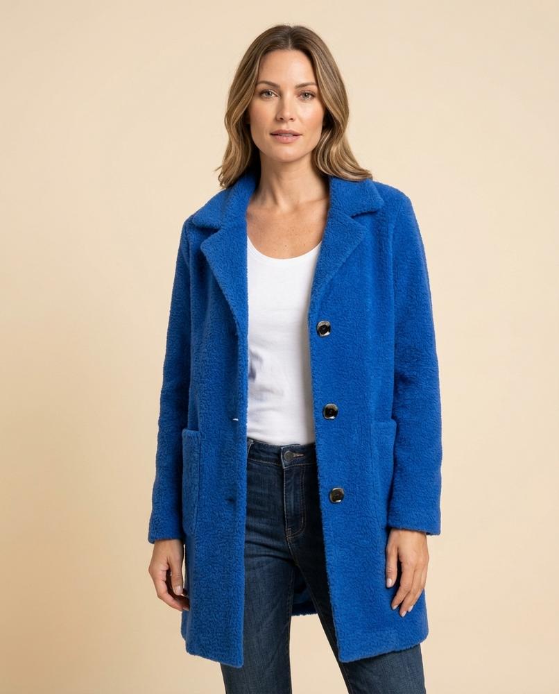 Madline24 - Valom | Geknöpfter Plüsch Mantel Damen