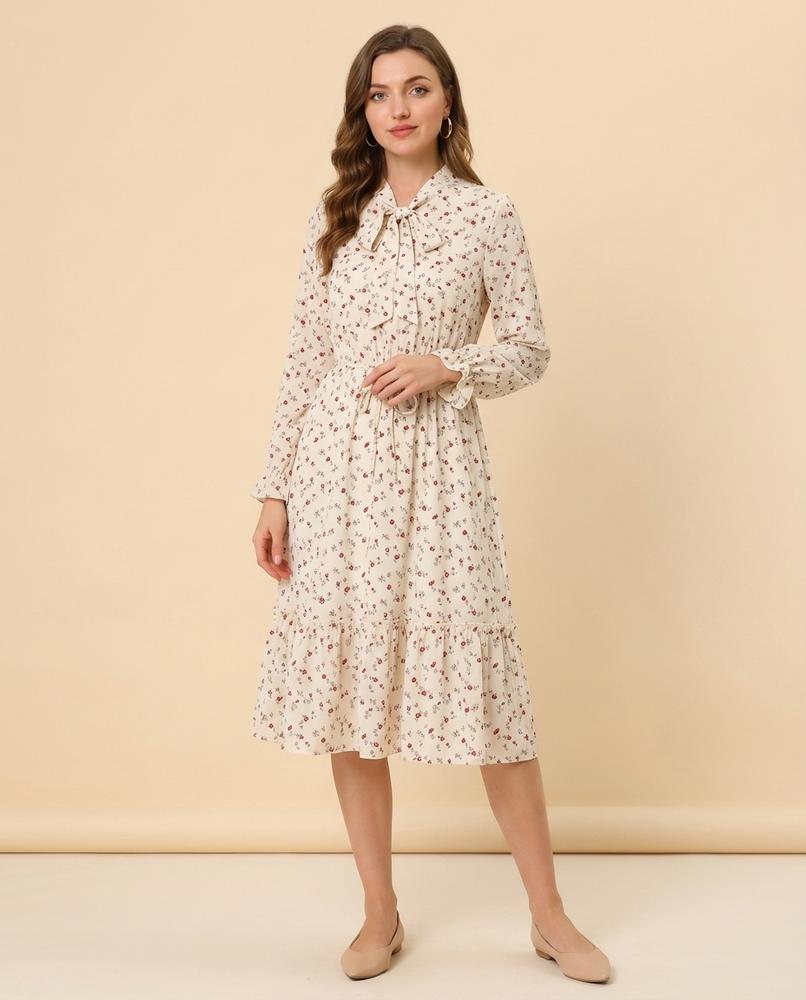 Madline24 - Lolom | Geblümtes Langärmliges Kleid Damen