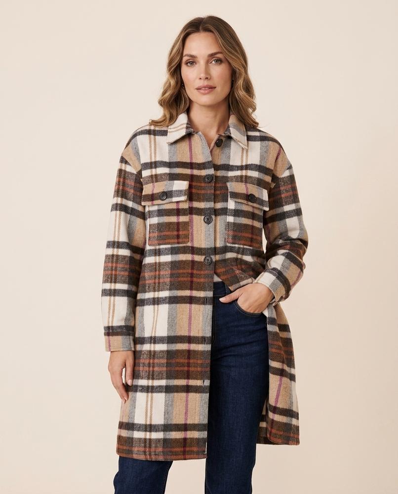 Madline24 - Arlor | Karierter Langer Mantel Damen