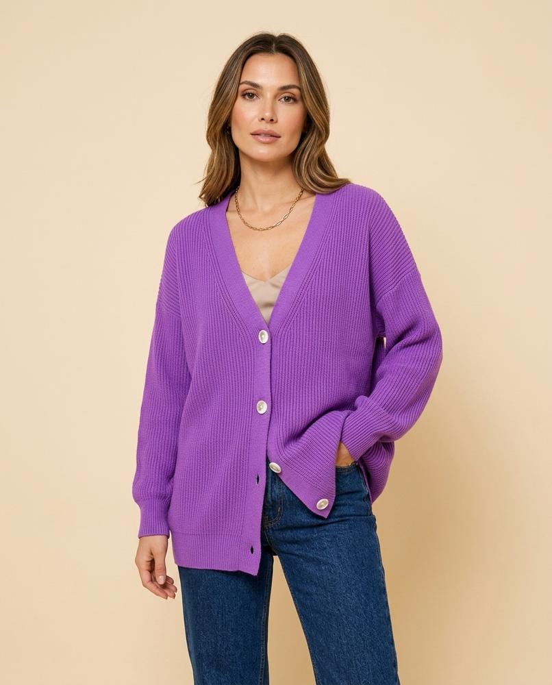 Madline24 - Lelen | Gerippt Geknöpft Cardigan Damen