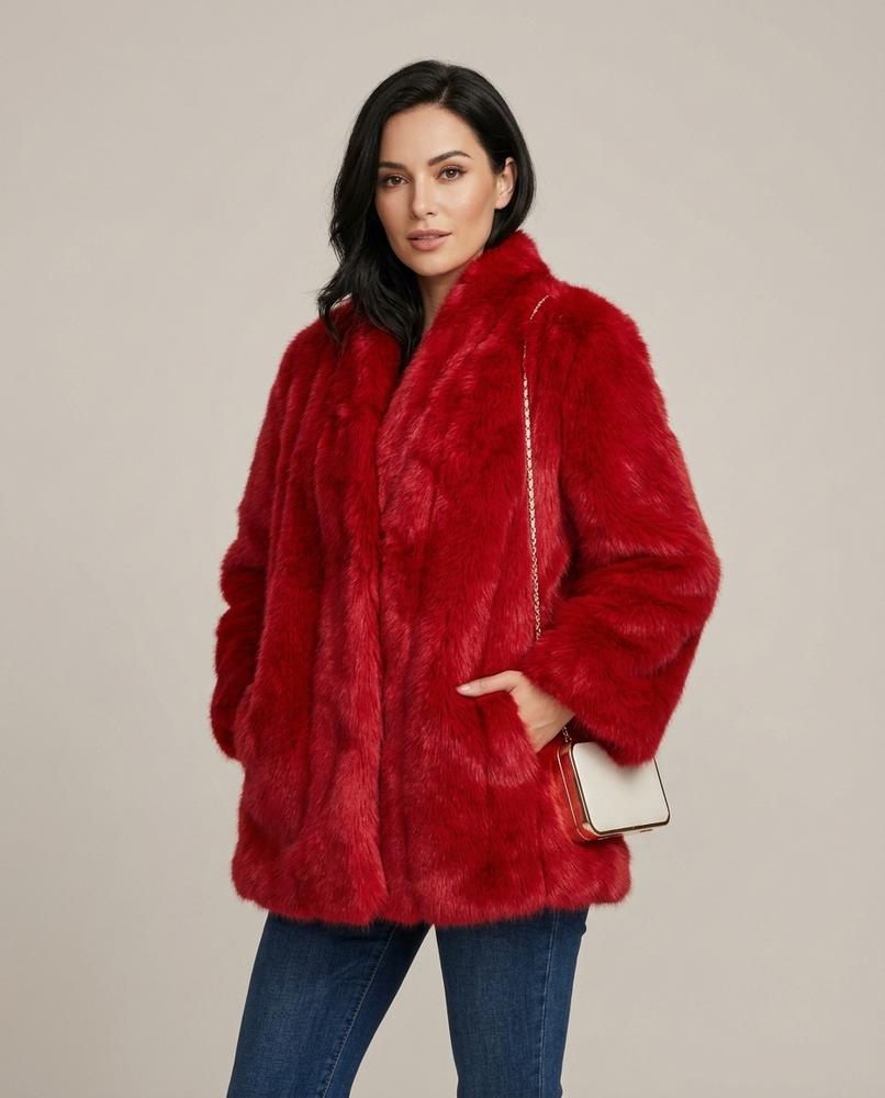 Madline24 - Rivel | Plüschig Kragenlos Mantel Damen
