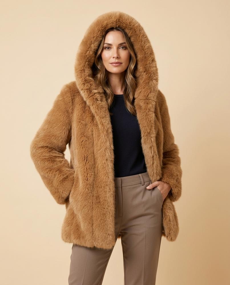 Madline24 - Riral | Gefütterter Plüschiger Mantel Damen