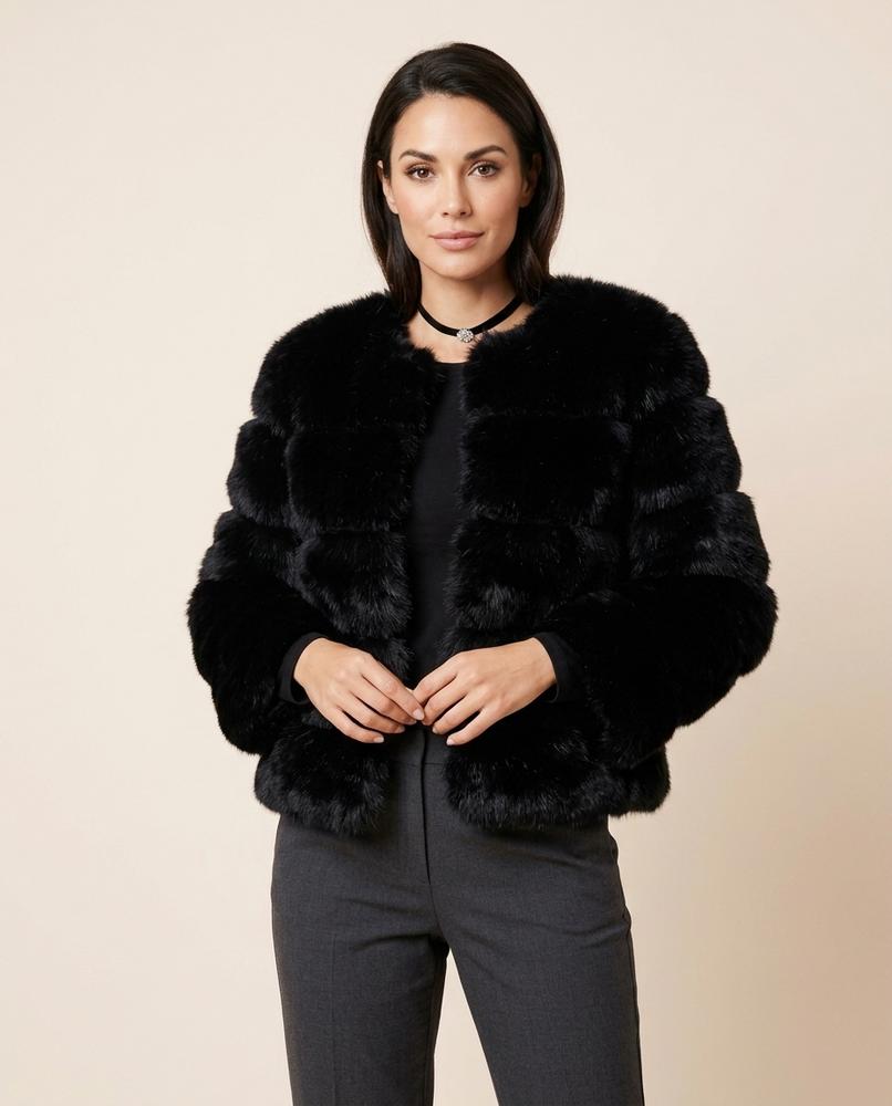 Madline24 - Nehal | Fellartig Kragenlos Jacke Damen