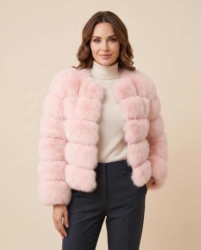 Madline24 - Nehal | Fellartig Kragenlos Jacke Damen