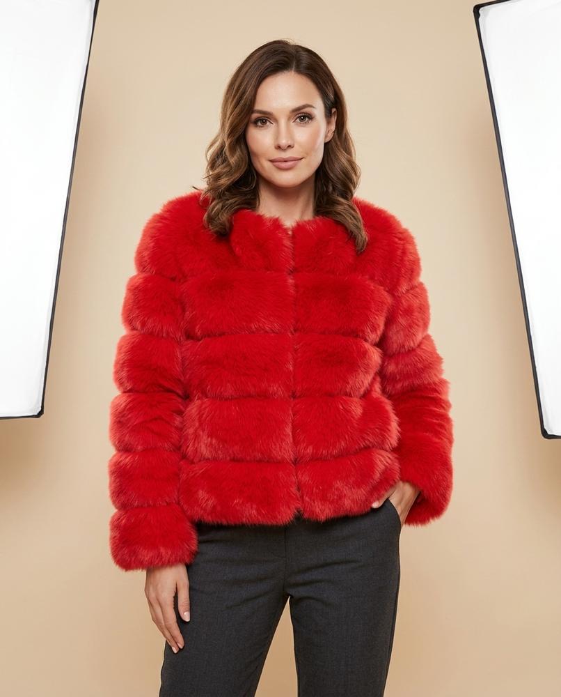 Madline24 - Nehal | Fellartig Kragenlos Jacke Damen