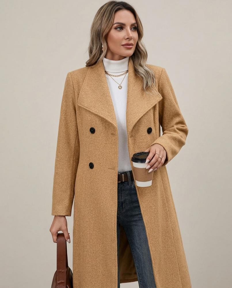 Madline24 - Tazan | Zweireihig Lang Mantel Damen